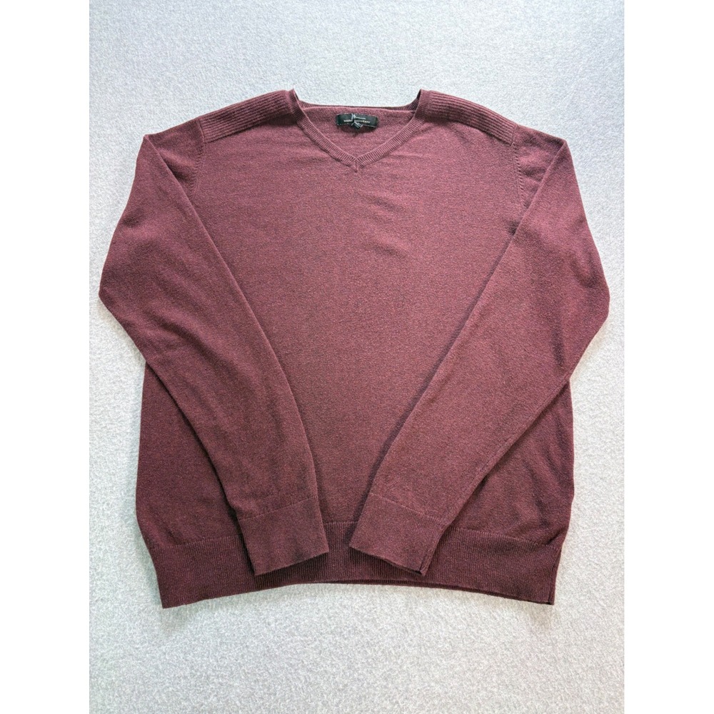 Marc Anthony Mens Burgundy V-Neck Pullover Sweater Heathered Knit Size L‎